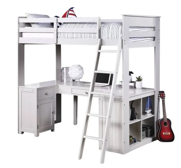 Keynes Gray Loft Bed with Desk and Storage