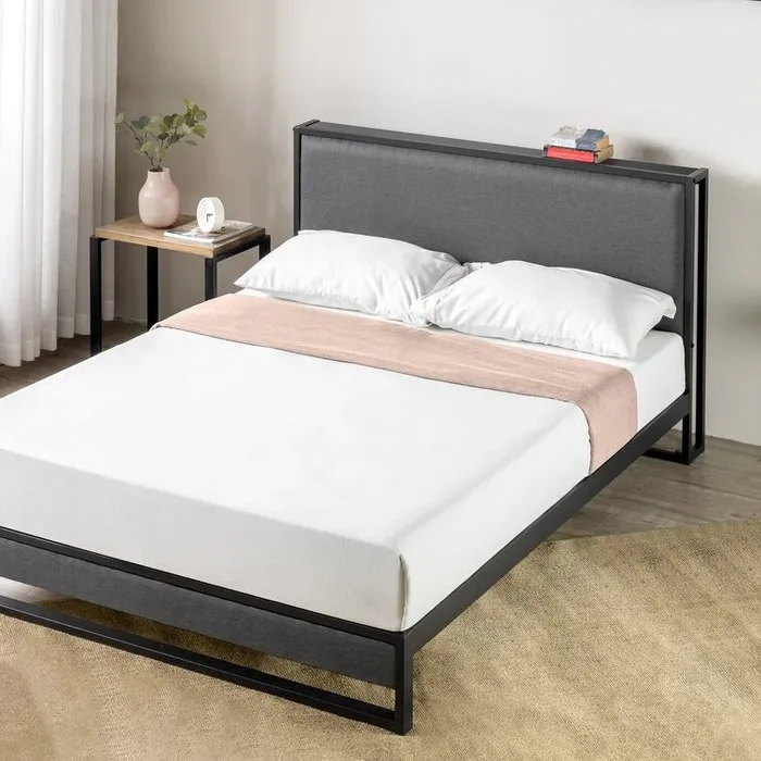 King Gray/Black Delcine Low Profile Platform Bed