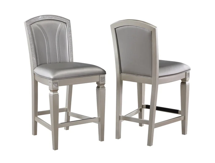 Klina – Counter Height Chair (Set of 2) – Silver