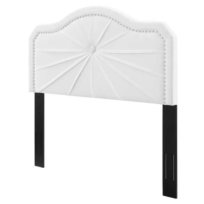 Kristin Pleated Performance Velvet Twin Headboard, Velvet, White, 22153