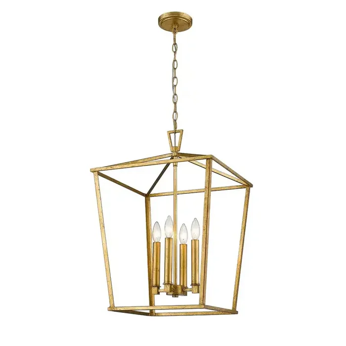 Large Rustic Antiqued Gold Open Geometric Lantern (final cut, no further discounts)