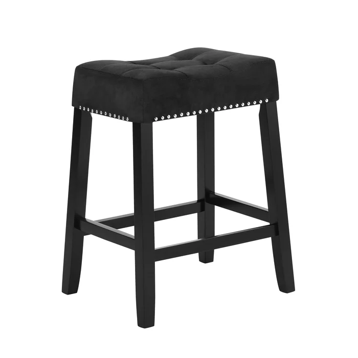 Lennon – Saddle Counter Bar Stool (Set of 2) – Black