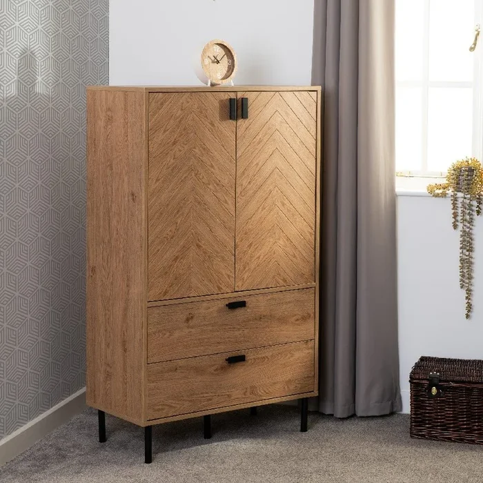 Leon Herringbone Retro 2 Door 2 Drawer Cabinet