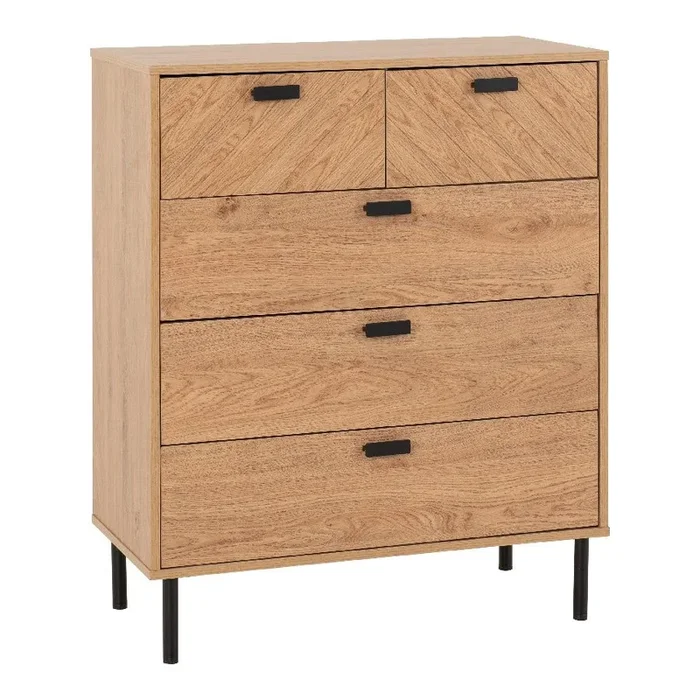 Leon Herringbone Retro 3+2 Drawer Chest