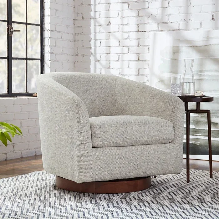 Liam Swivel Accent Chair – Ivory White