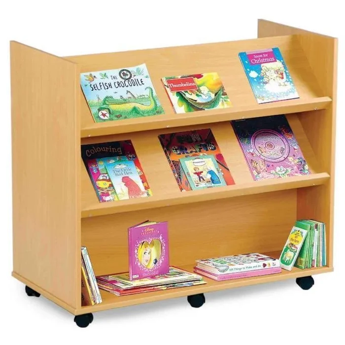 Library Unit with 2 Angled & 1 Horizontal Shelf Each Side
