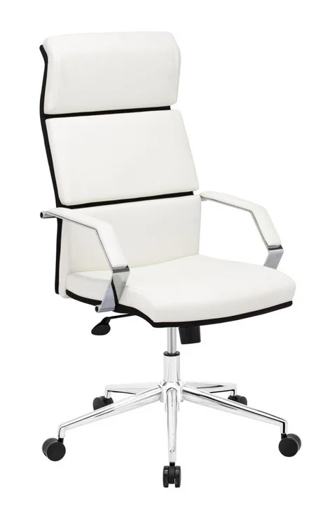 Lider Pro Office Chair, White Leatherette Chrome Steel