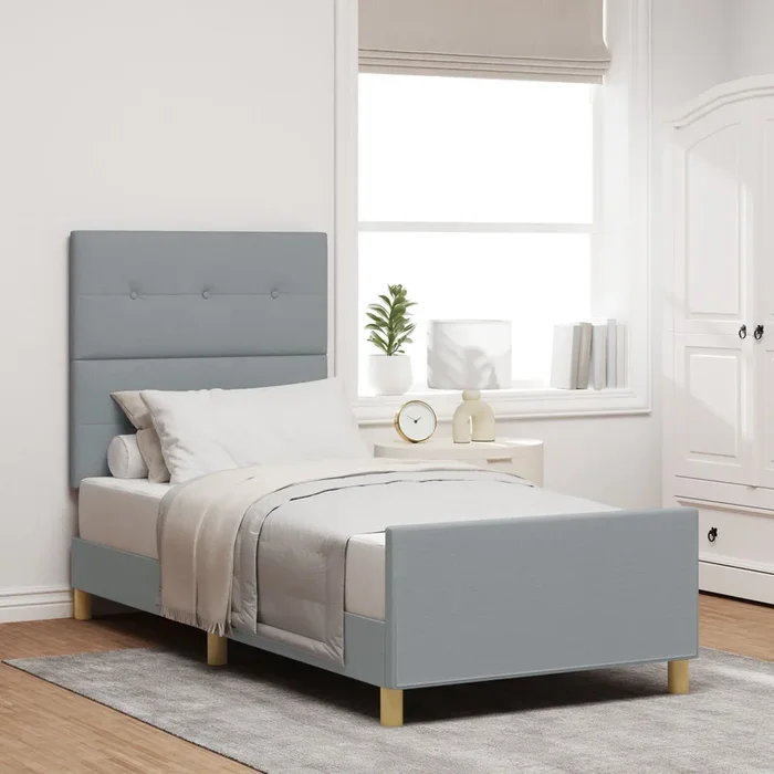 Light Grey Fabric Bed Frame 90X190 Cm