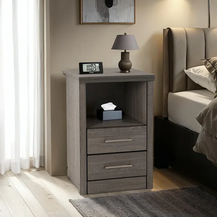 Lisbon 2 Drawer 1 Shelf Bedside Table