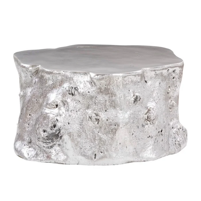 Log Coffee Table in Silver Leaf – Modern Organic 36″