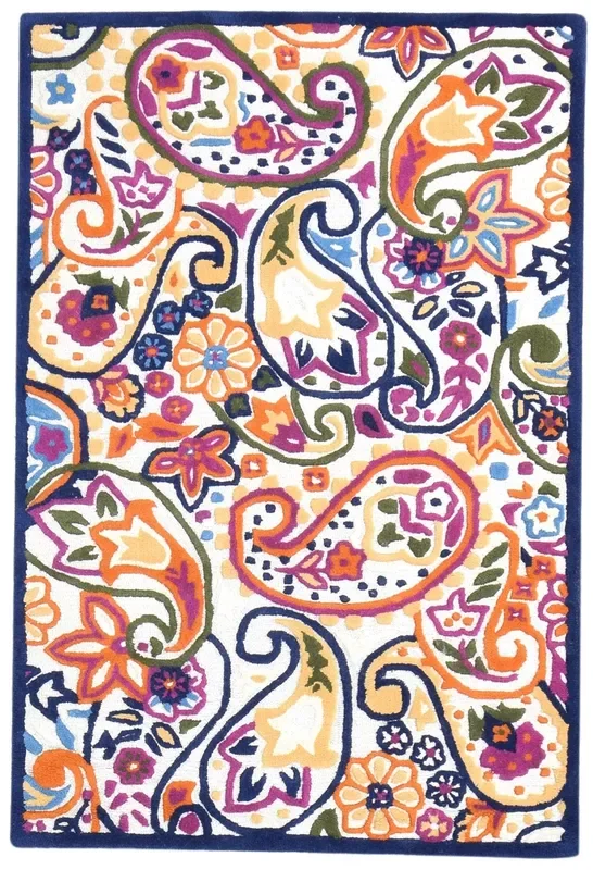 Loree Wool Multi Color Rug 4X6 Modern Hand Tufted European Paisley