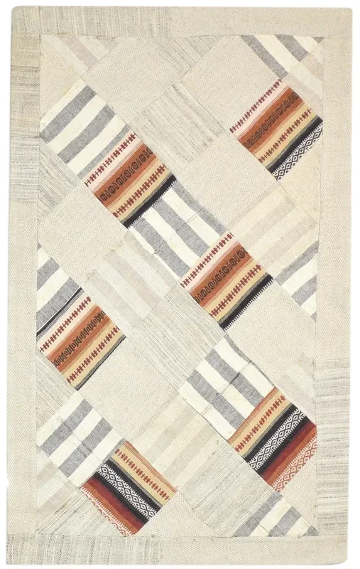 Lorinda Beige Wool Rug 4X6 Modern Hand Tufted Scandinavian Geometric
