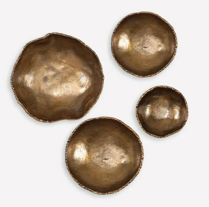 Lucky Coins Brass Metal Wall Decor, Set of 4