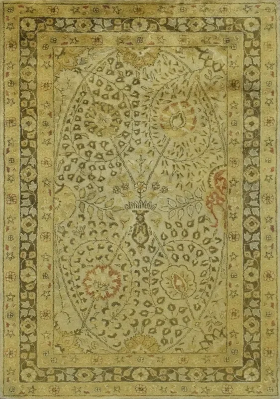 Luxury Antique Camel and Brown Floral Wool Area Rug | TUF29