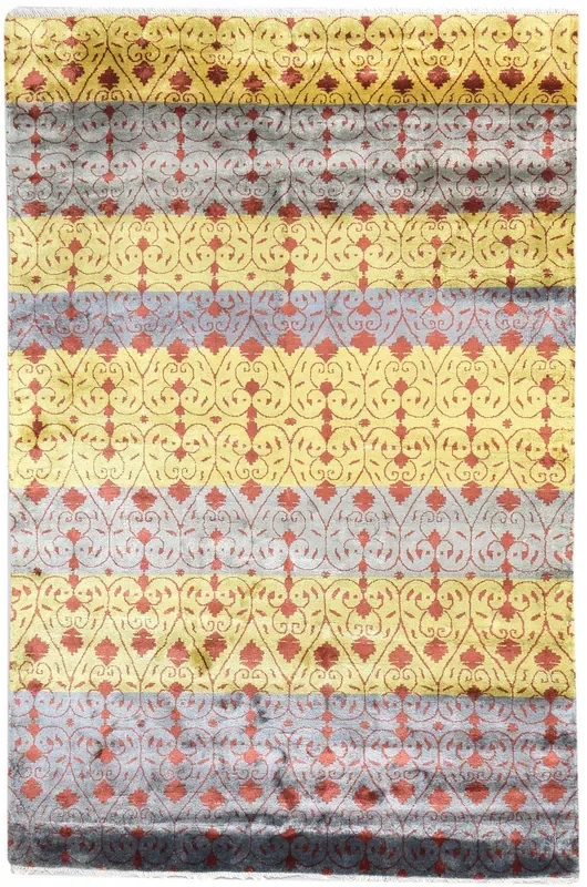 Lyndel 6X9 Rug Rayon From Bamboo Gold Modern Hand Knotted Moroccan Abstract