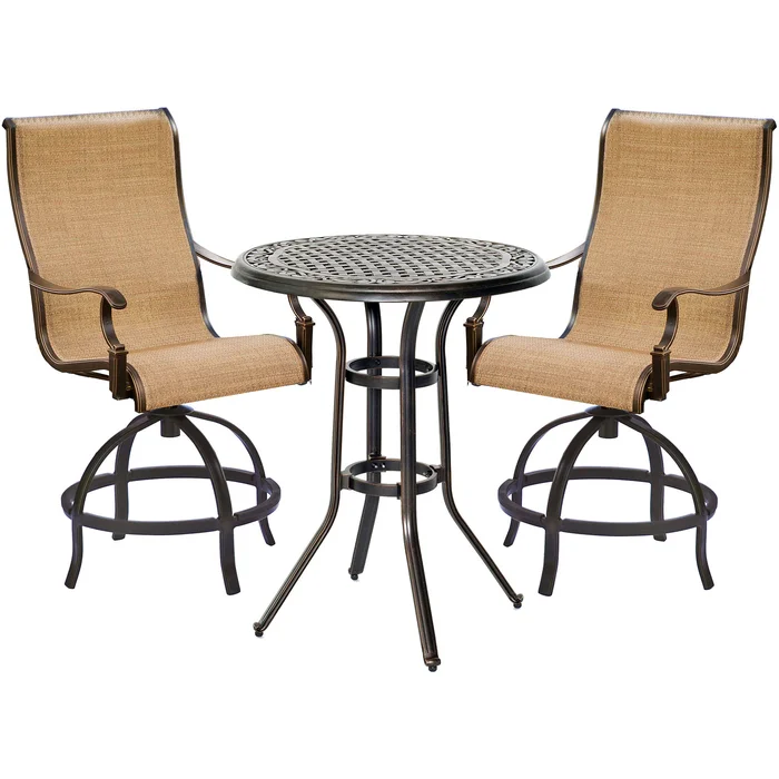 Manor 3-Piece High-Dining Set with 2 Contoured Swivel Chairs and a 30 In. Counter-Height Table