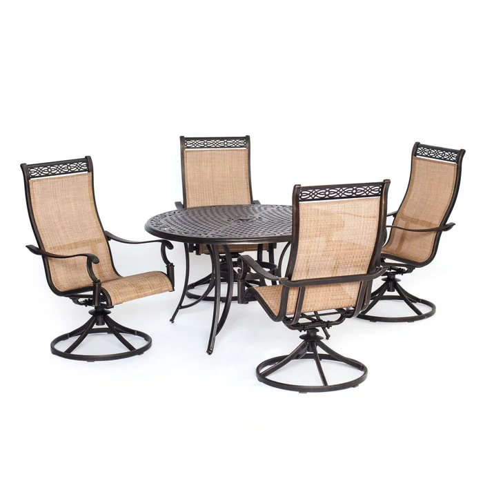 Manor 5-Piece Outdoor Dining Set with Four Swivel Rockers