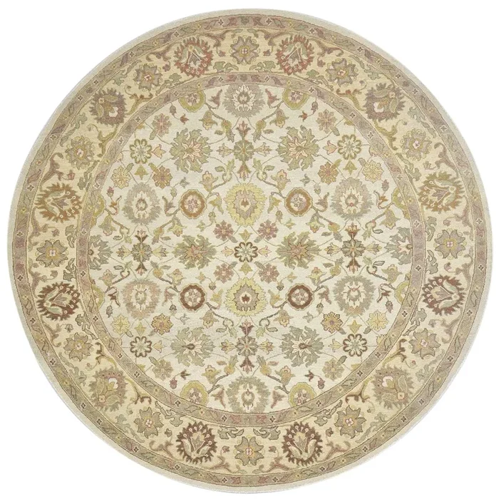 Marcelle Beige Wool Rug 8′ X 8′ Persian Hand Knotted Kashan Oriental