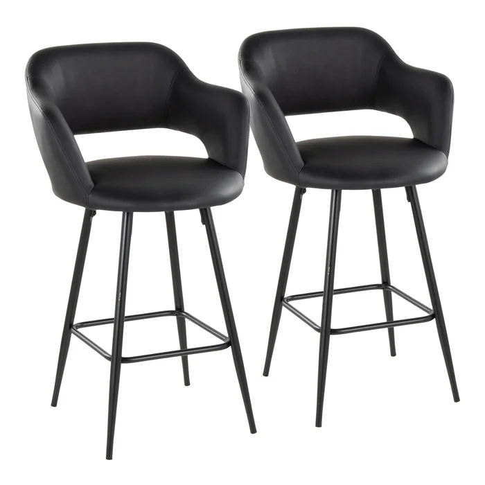 Margarite – Contemporary Fixed Height Counter Stool With Square Footrest (Set of 2)