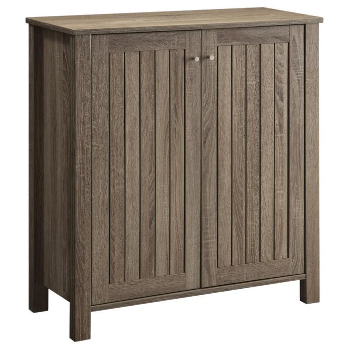 Marisa 4-Shelf Engineered Wood Shoe Cabinet – Dark Taupe Finish, Slatted Doors, Eco-Friendly Laminate, Practical Storage for Entryways, Mudrooms, or Closets