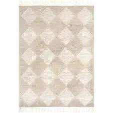 Marissa High/Low Diamond Tassel Ivory Farmhouse Area Rug