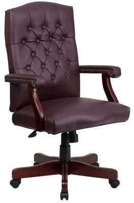 Martha Washington Burgundy Leather Executive Swivel Chair – 801L-LF0019-BY-LEA-GG