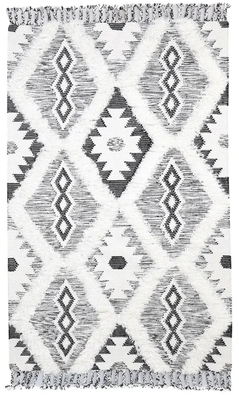 Marti 5′ X 8′ Rug Wool Charcoal Modern Dhurrie Scandinavian Diamond