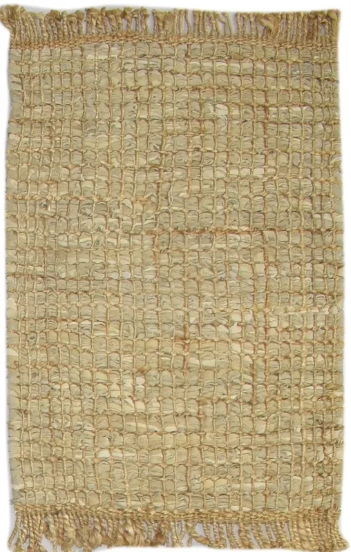 Maureen 2X3 Rug Leather Cowhide Beige Modern Hand Woven Scandinavian Plaids