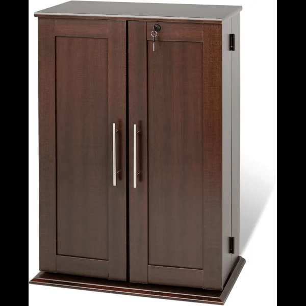 Media Cabinet with Doors Lockable DVD Rack (Multiple Colors)