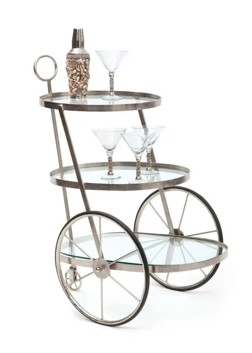 Miami Bar-Tea Cart , Silver Metal