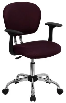 Mid-Back Burgundy Mesh Task Chair – H-2376-F-BY-ARMS-GG