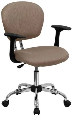 Mid-Back Coffee Brown Mesh Task Chair – H-2376-F-COF-ARMS-GG