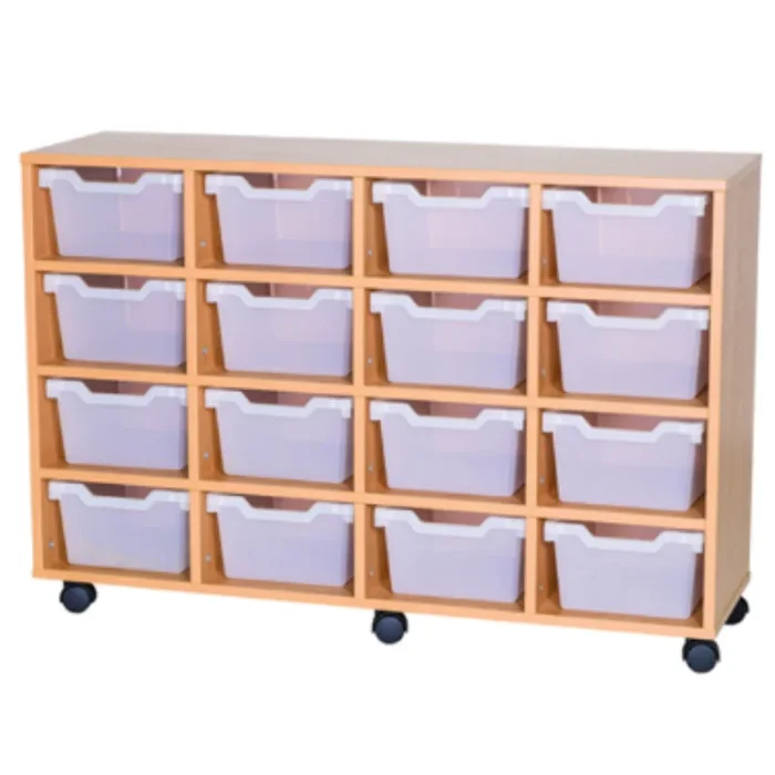 Mobile Quad Bay Cubby Tray Unit – 16 Deep Trays 800mm High