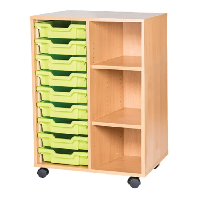 Mobile Tray Store With Shelving – 9 Trays H861 x W690 x D460mm
