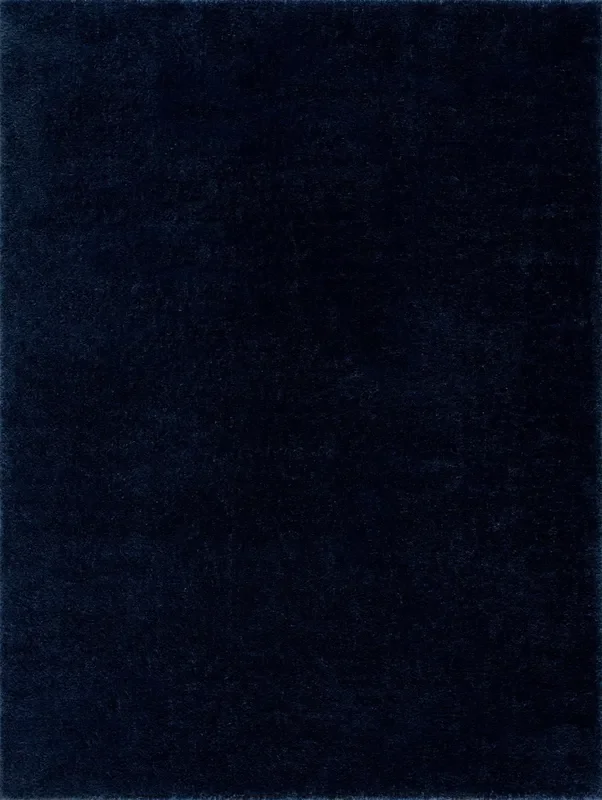 Modern Solid Blue Plush Pile Moroccan Area Rug