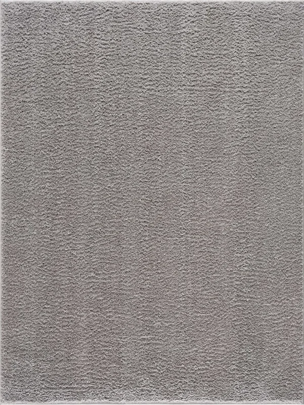 Modern Solid Plane light Gray Plush Pile Moroccan Style Multi size Washable Area Rug