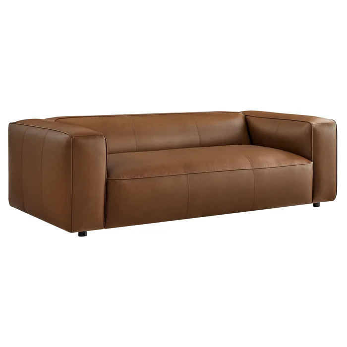 Modway – Auren Upholstered Vegan Leather Sofa by Modway Living Room Sofas and Armchairs Brown – EEI-7119-COF