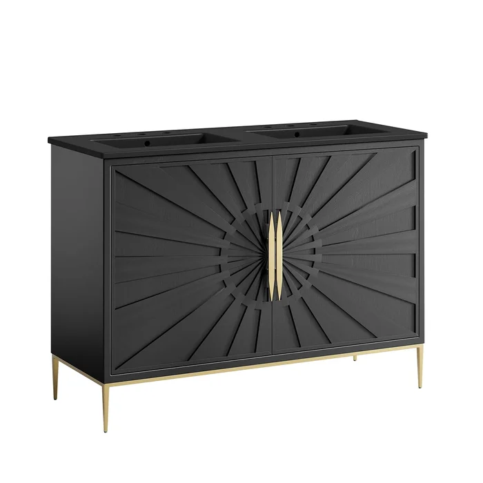 Modway – Awaken 48″ Double Sink Bathroom Vanity by Modway Bathroom Vanities Black – EEI-6307-BLK-BLK