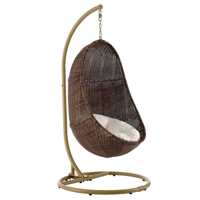 Modway – Bean Outdoor Patio Wood Swing Chair With Stand by Modway Outdoor Furniture Daybeds and Lounges White – EEI-2277-YLW-WHI-SET