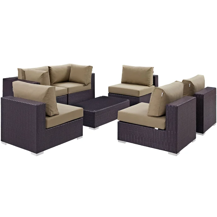 Modway – Convene 7 Piece Outdoor Patio Sectional Set by Modway Outdoor Furniture Sofa Sectionals Gray – EEI-2164-EXP-MOC-SET