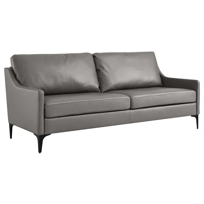 Modway – Corland Leather Sofa by Modway Living Room Sofas and Armchairs Gray – EEI-6018-GRY