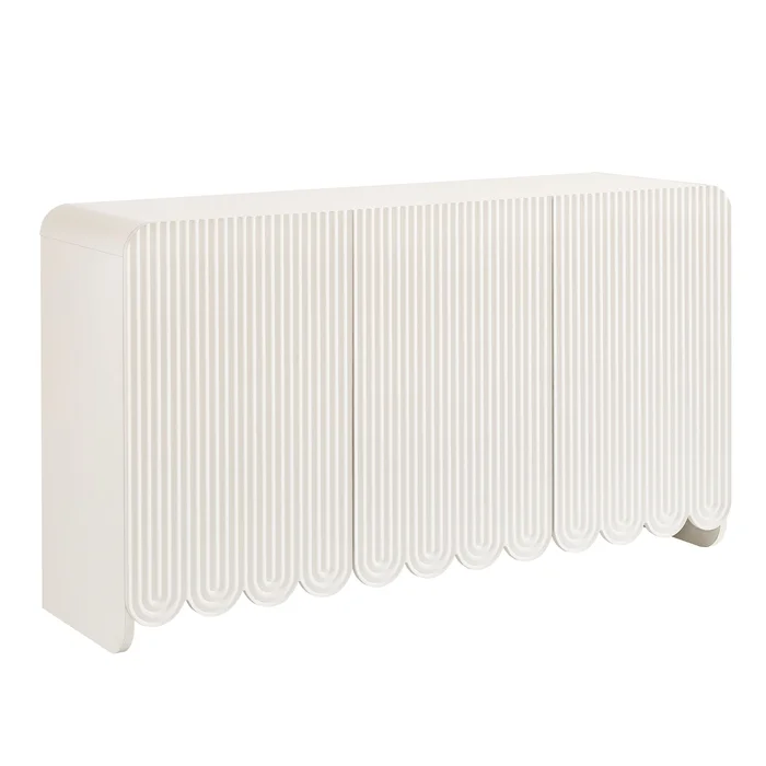 Modway – Dahlia Fluted and Scalloped Sideboard Storage Cabinet by Modway Living Room Decor White – EEI-7241-WHI