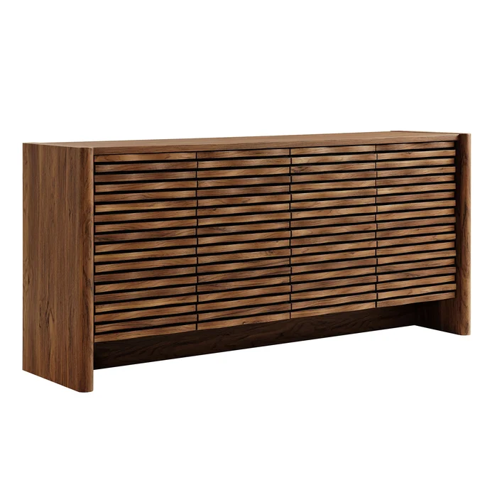 Modway – Emric Wave 66″ 4-Door Sideboard by Modway Living Room Decor Walnut – EEI-7346-WAL