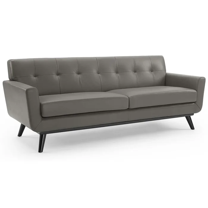 Modway – Engage Top-Grain Leather Living Room Lounge Sofa by Modway Living Room Sofas and Armchairs Gray – EEI-3733-GRY