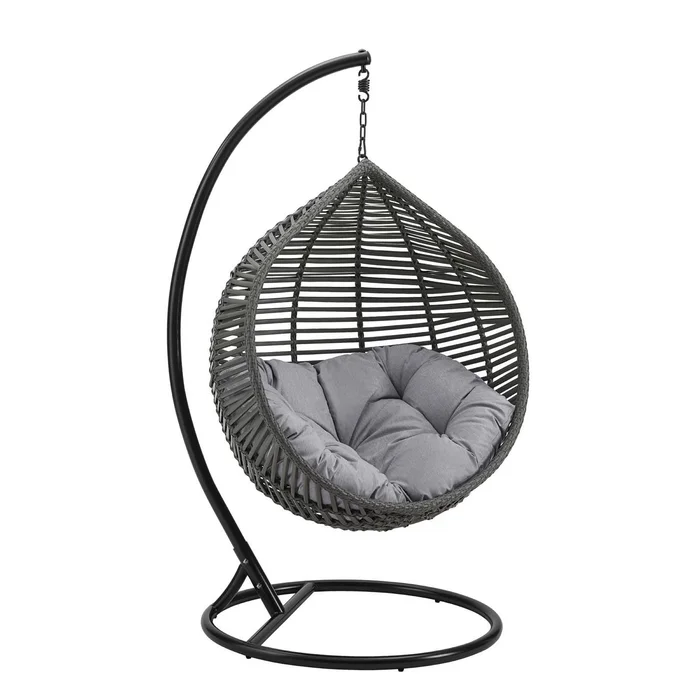 Modway – Garner Teardrop Outdoor Patio Swing Chair by Modway Outdoor Furniture Daybeds and Lounges Gray – EEI-3614-GRY-GRY