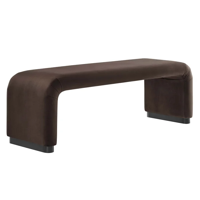 Modway – Koda Performance Velvet Waterfall Long Bench by Modway Living Room Benches and Stools Brown – EEI-6734-BLK-CHB
