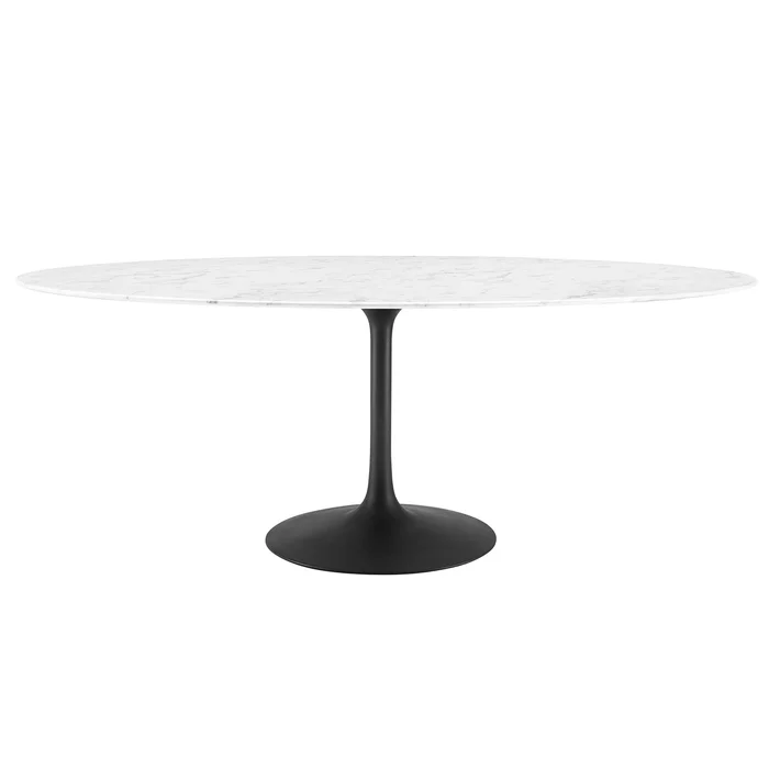 Modway – Lippa 78″ Oval Faux Marble Dining Table by Modway Bar and Dining Bar and Dining Tables White – EEI-3542-BLK-WHI