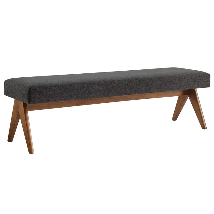 Modway – Lyra 63″ Fabric Upholstered Bench by Modway Living Room Benches and Stools Gray – EEI-7114-HDG