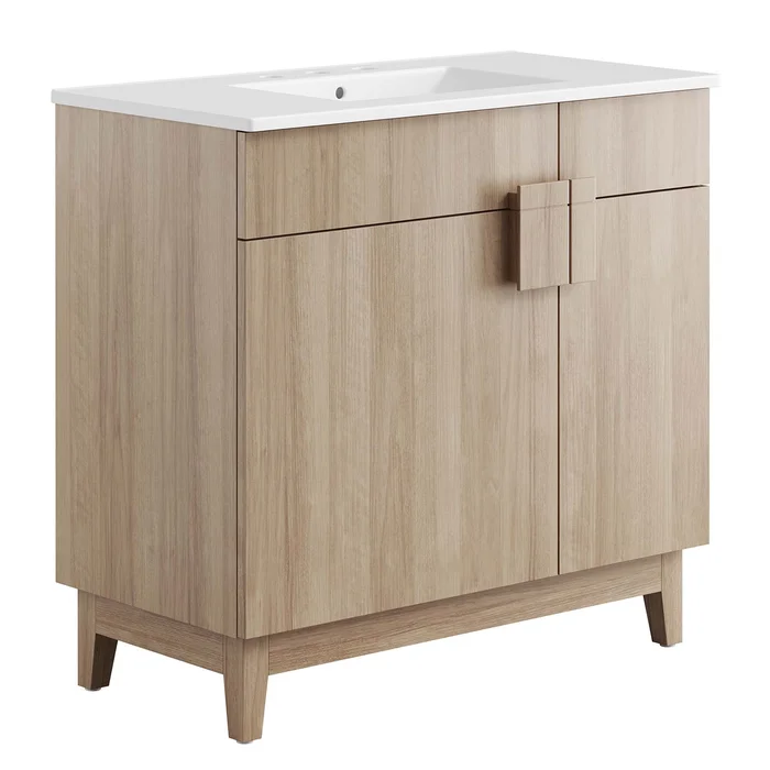 Modway – Miles 36? Bathroom Vanity by Modway Bathroom Vanities Brown – EEI-6484-WHI-OAK