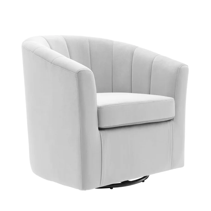 Modway – Prospect Performance Velvet Swivel Armchair by Modway Living Room Sofas and Armchairs Gray – EEI-4139-LGR
